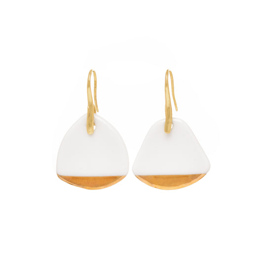 White and Gold Porcelain Danlge Earring - Golden Years