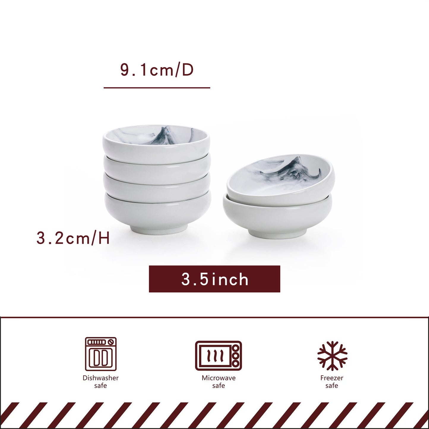 Small Porcelain Dipping Bowls - Set of 6