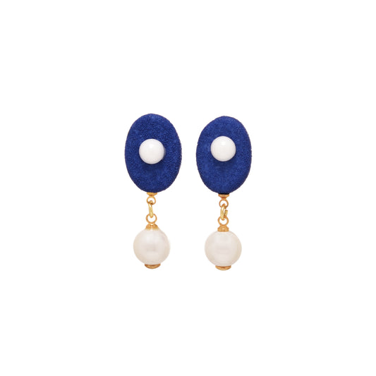 Blue Pearl Porcelain Earrings