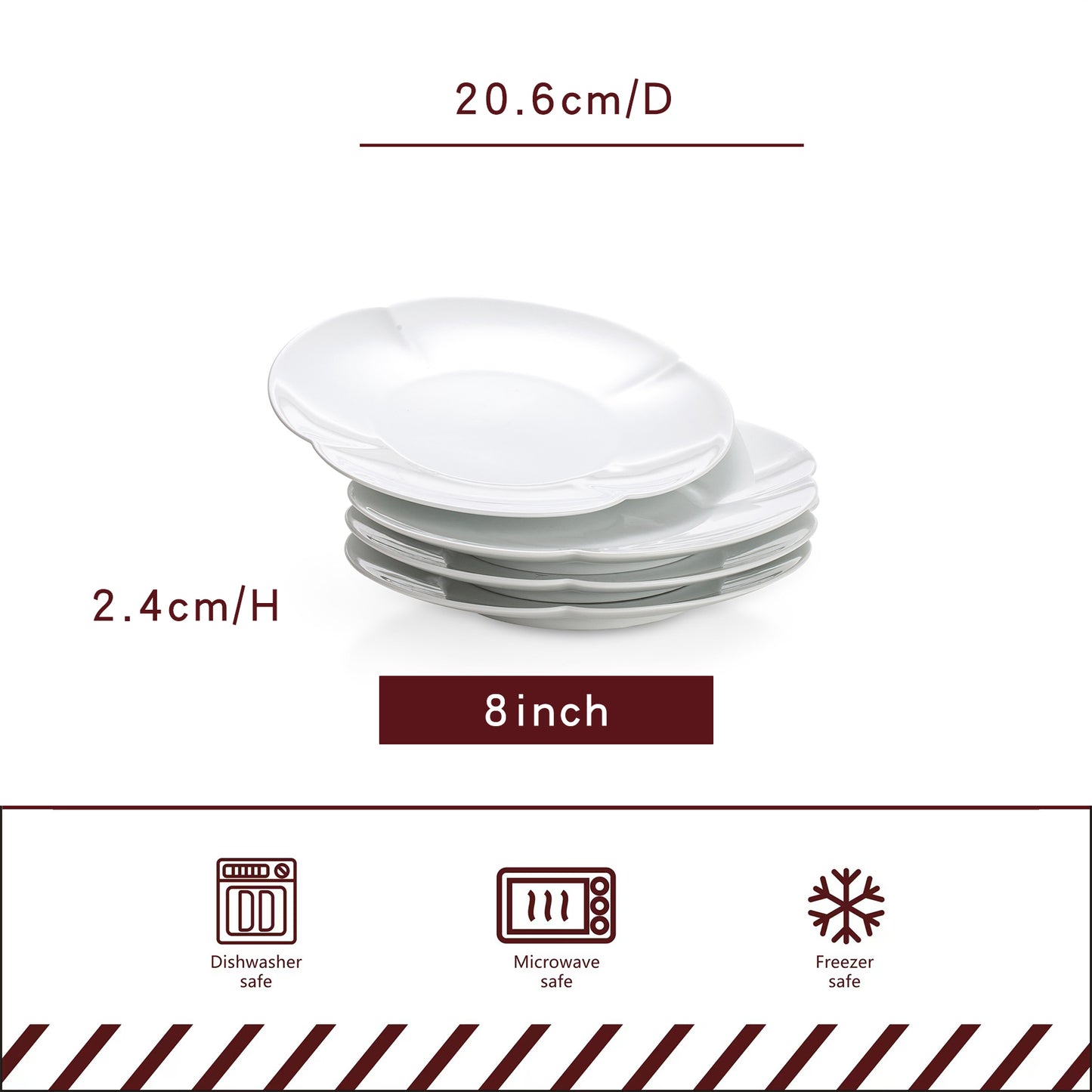 White Four Leaf Clover Porcelain Dessert Plate - Set of 4