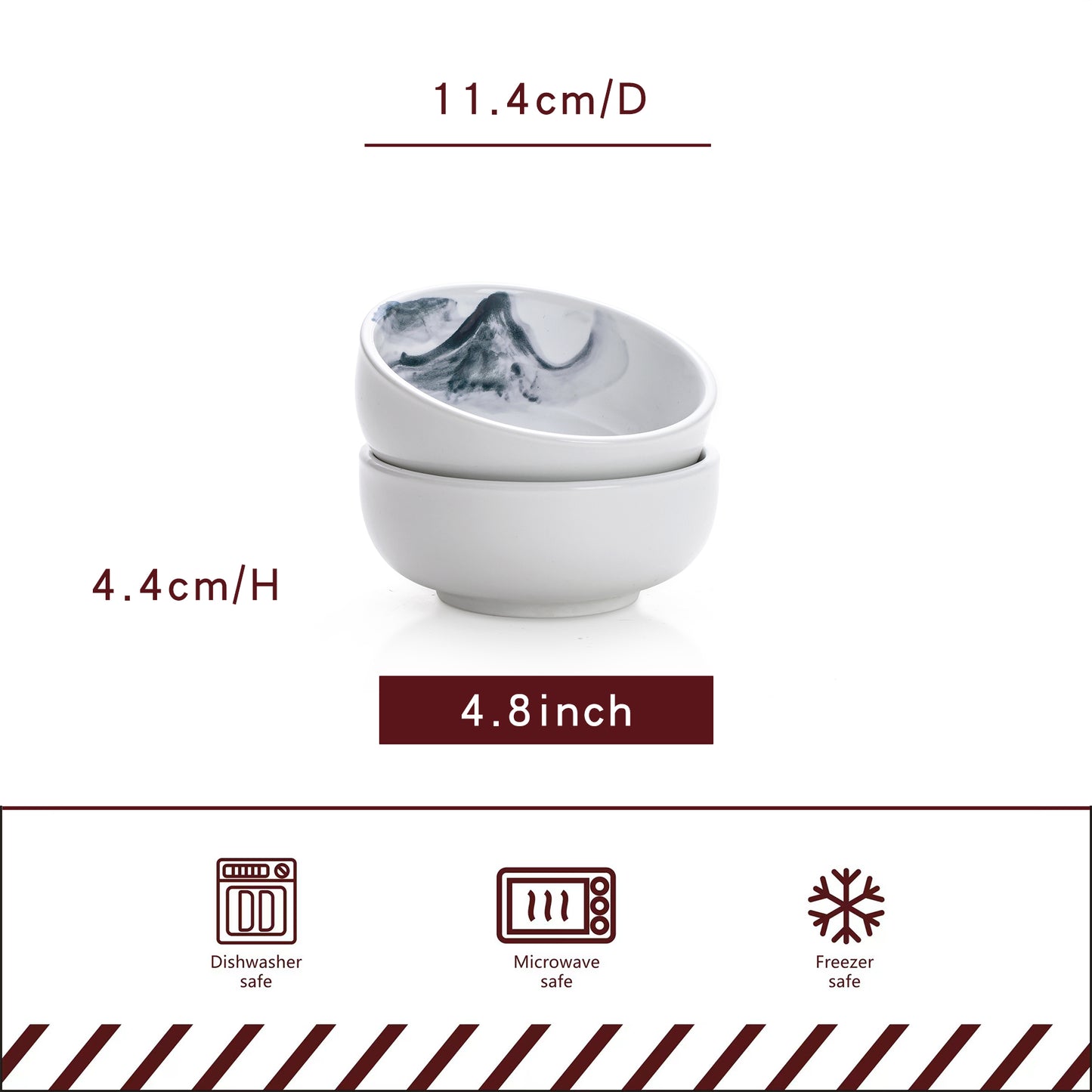 Small Porcelain Cereal Bowls - Set of 2