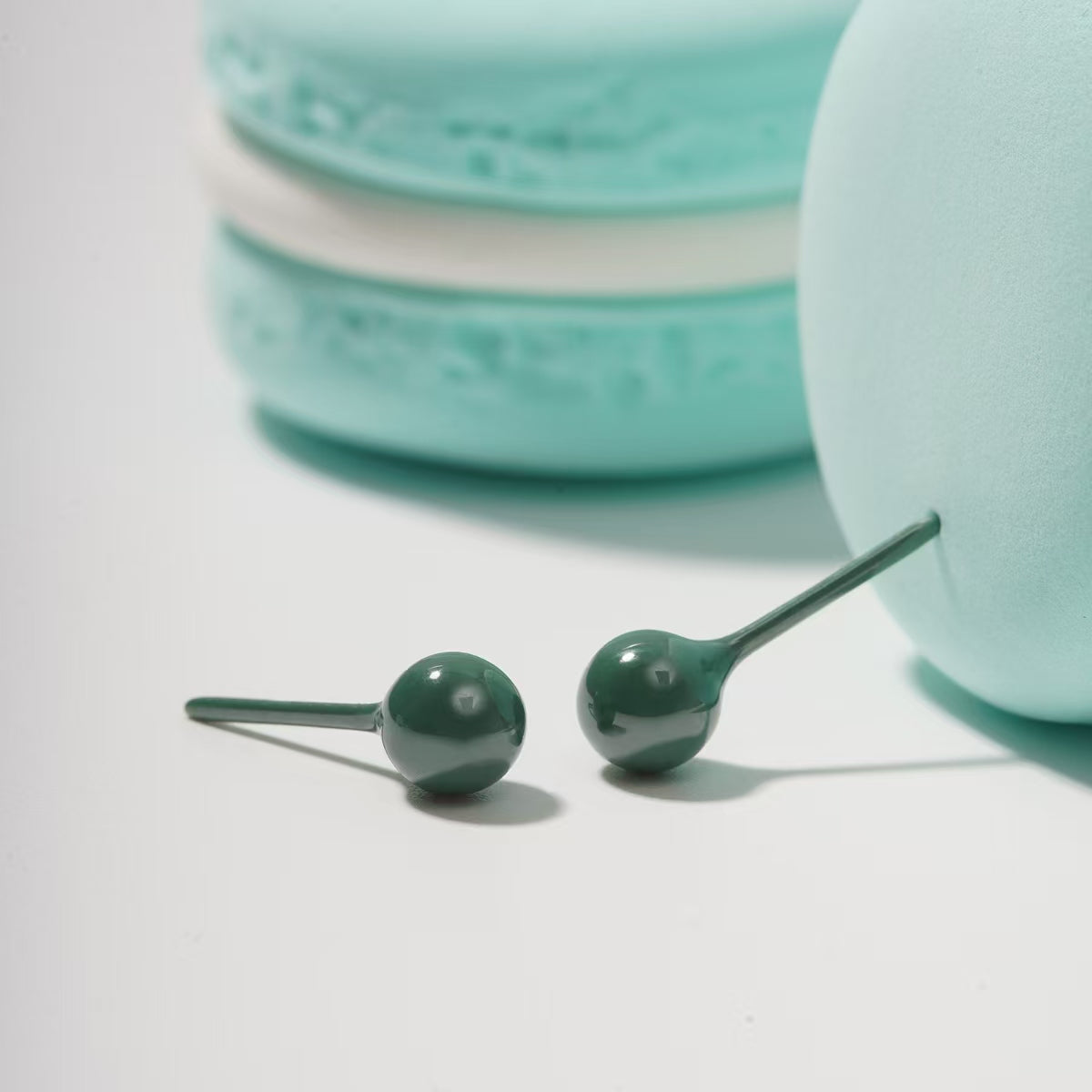 Ceramic Stud Earrings - Green