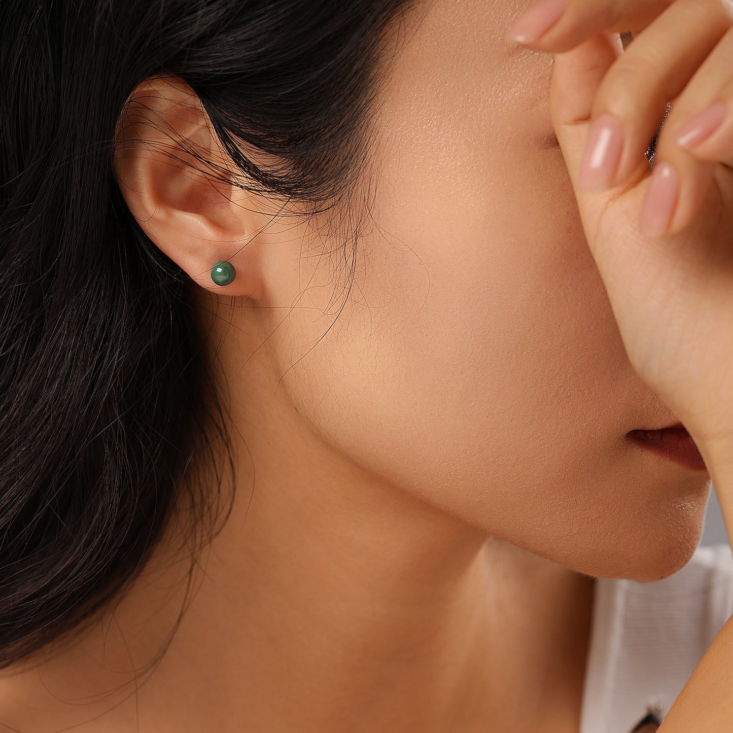 Ceramic Stud Earrings - Green