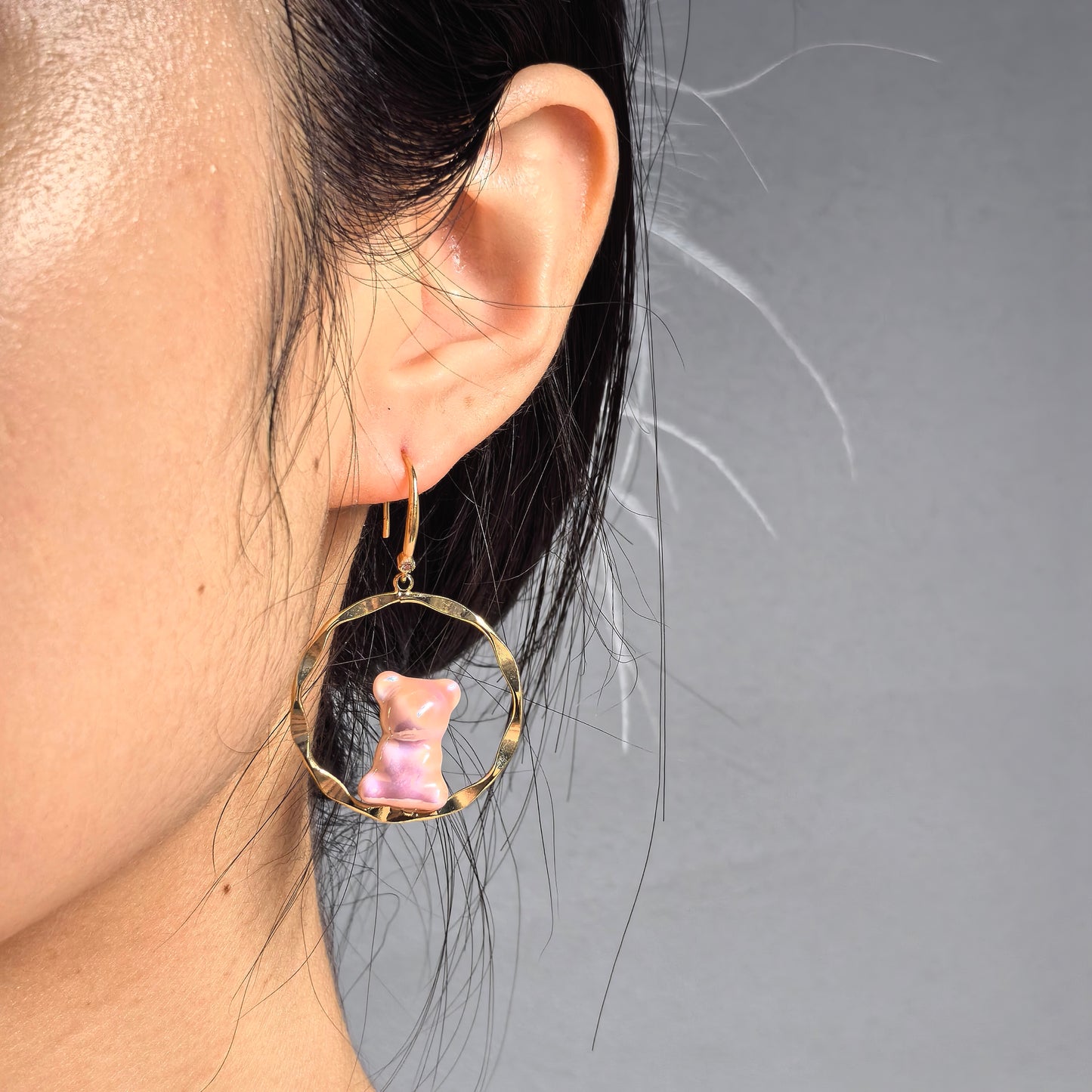 Rocky Bear Pink Porcelain Dangle Earrings