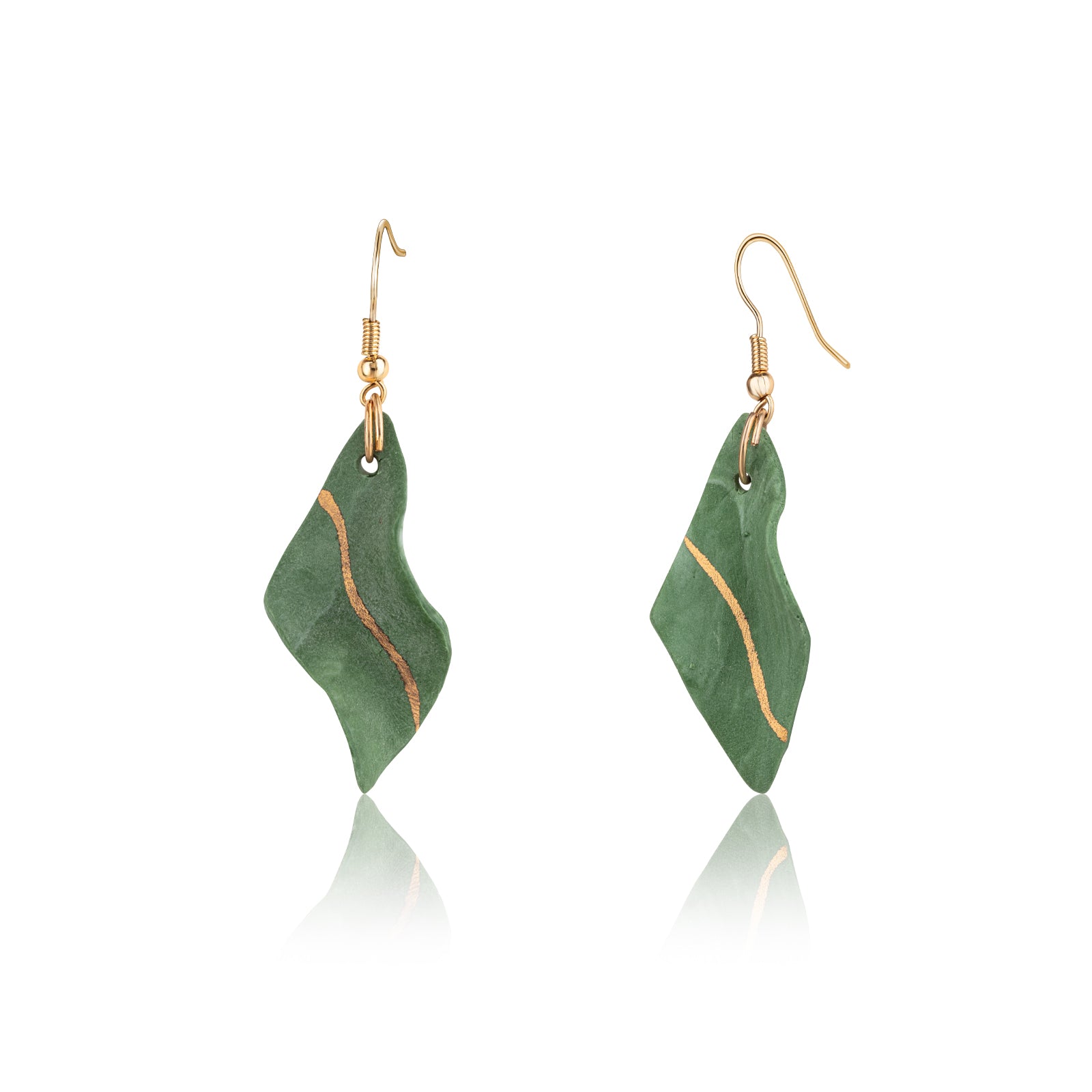 Dangle Earring-Handmade- Porcelain-Ceramic-Stylish-Green