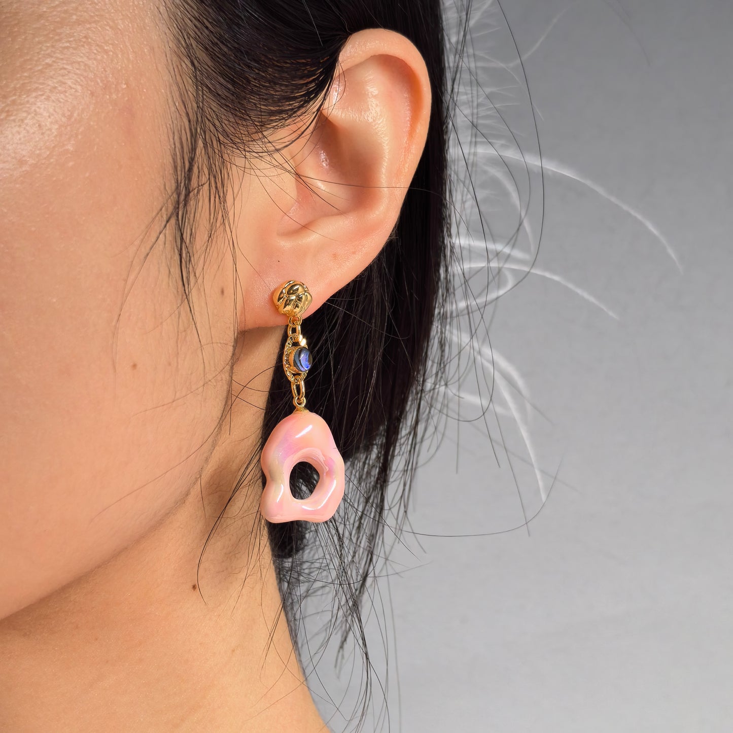 Fashion Jewelry-Modern Pink Drop Earring-Ceramic-Handmade