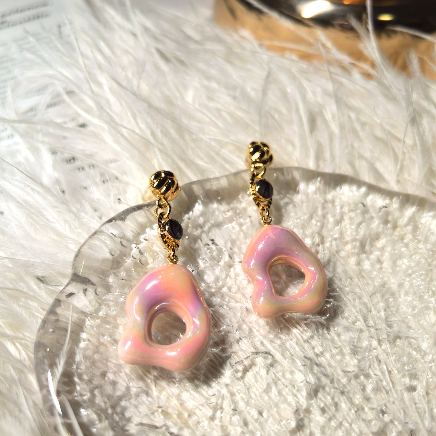 Fashion Jewelry-Modern Pink Drop Earring-Ceramic-Handmade