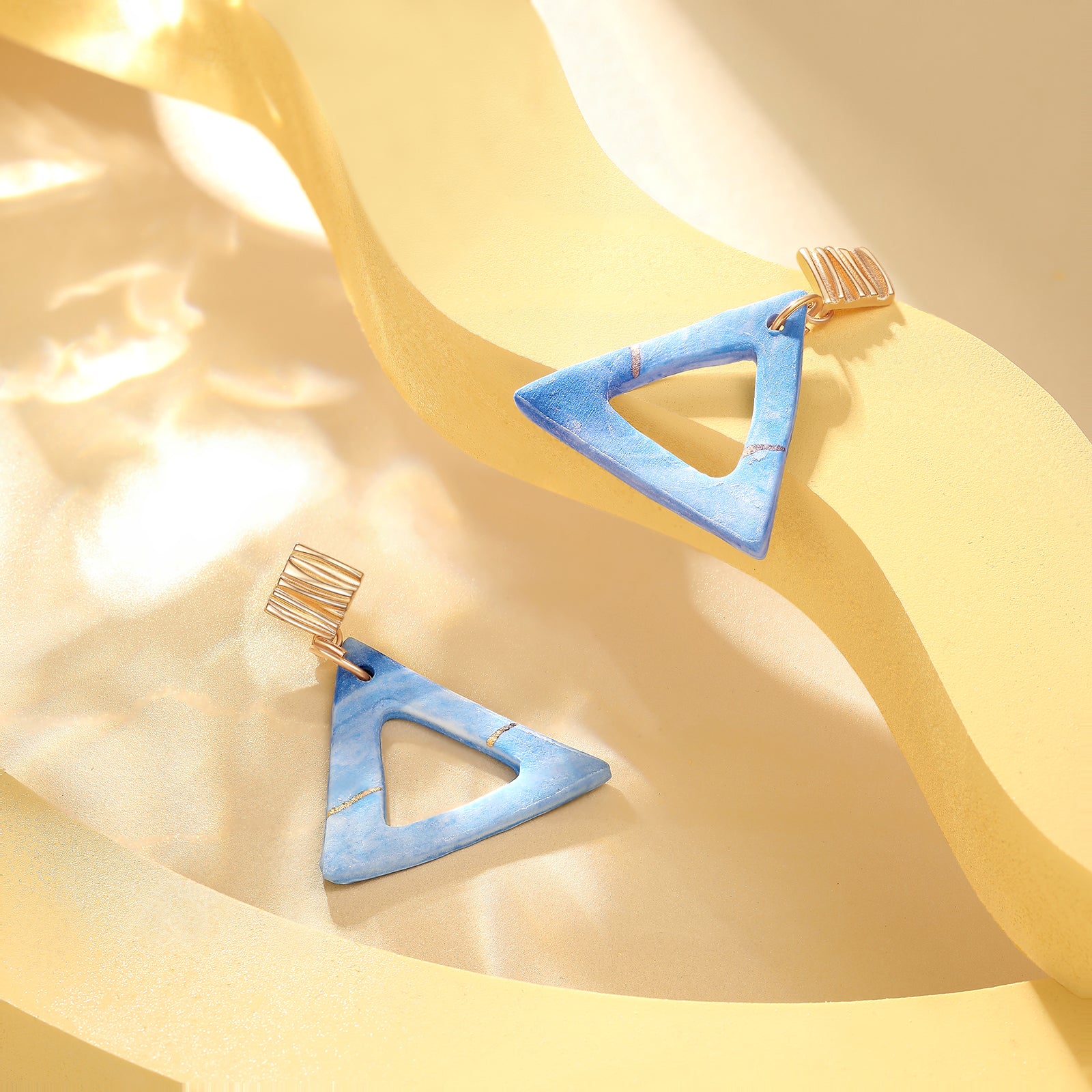 Fashion Jewelry-Modern Triangle Dangle Earring-Ceramic-Handmade