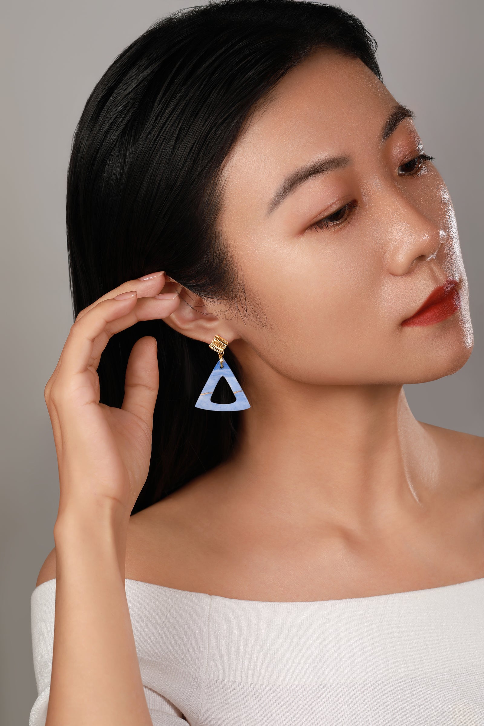 Fashion Jewelry-Modern Triangle Dangle Earring-Ceramic-Handmade