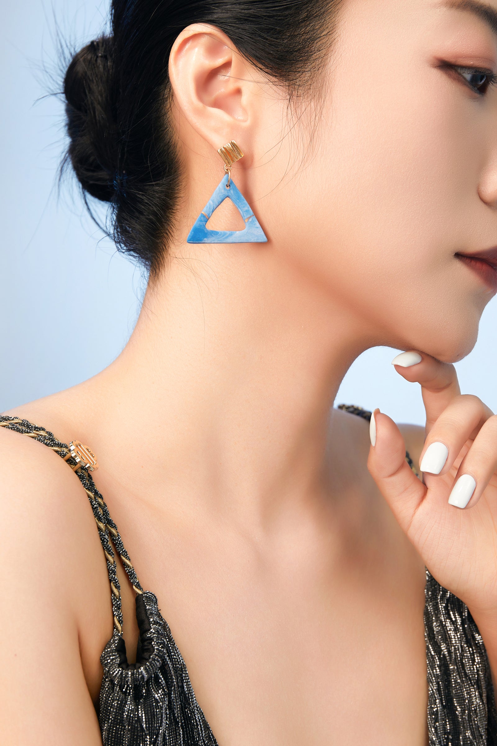 Fashion Jewelry-Modern Triangle Dangle Earring-Ceramic-Handmade