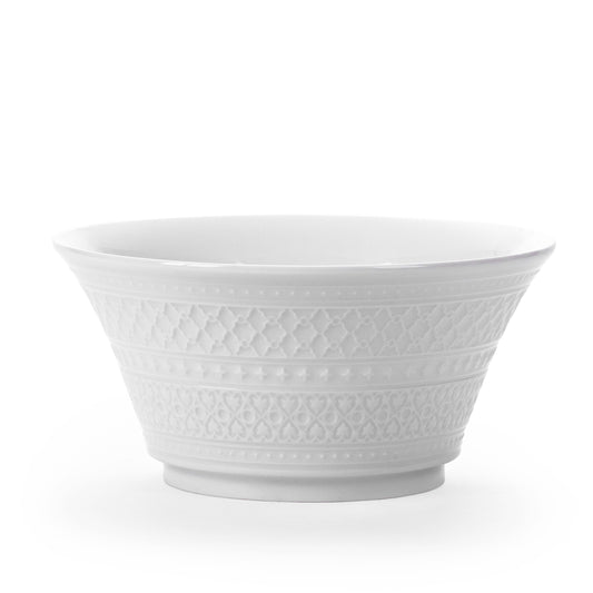 White Embossed Porcelain Big Mixing Bowl for Salad/Cereal