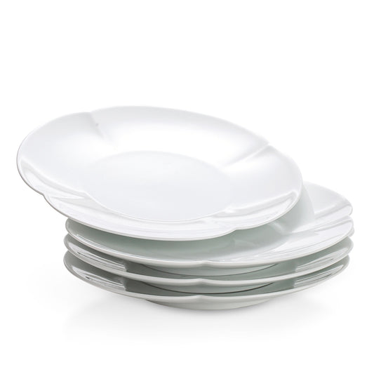 White Four Leaf Clover Porcelain Dessert Plate - Set of 4