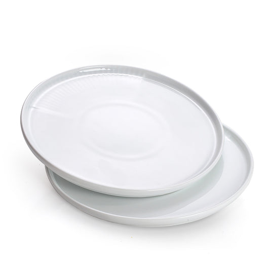 White Round Textured Luncheon Plate-Set of 2